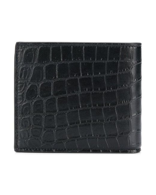 Saint Laurent Black East/West Embossed Bi-Fold Wallet for men