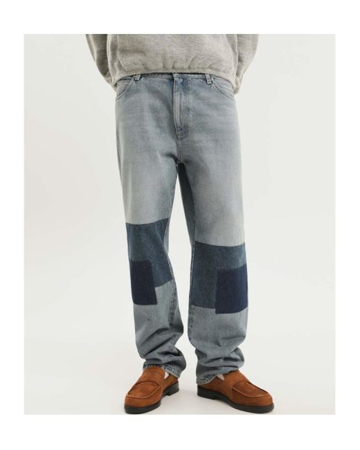 1989 STUDIO Blue Patchwork Straight-Leg Jeans for men