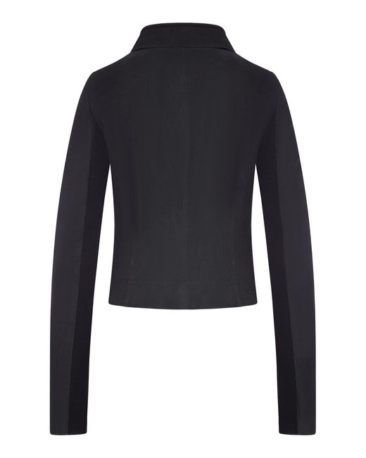 Rick Owens Blue Biker Jacket With Wide Wrap Collar