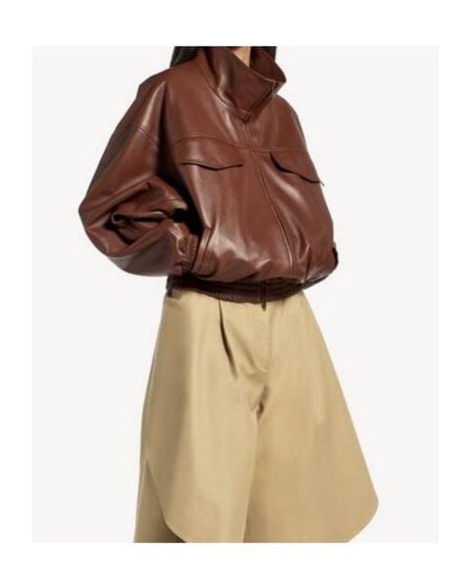 Balenciaga Brown Oversized Cropped Leather Jacket
