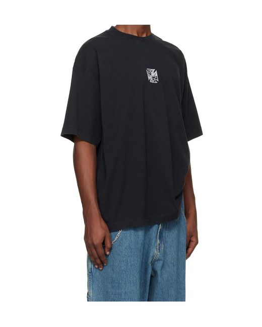 Vetements Black Crew Neck Short-Sleeved T-Shirt for men