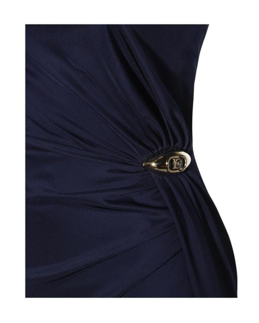Elisabetta Franchi Blue Carpet Jersey Asymmetric Dress