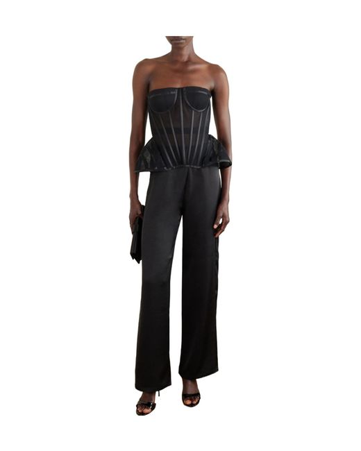 Carolina Herrera Black Strapless Tulle Bustier Top