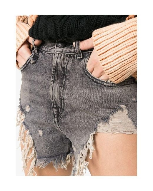 R13 Gray Imitation Old Denim Shorts