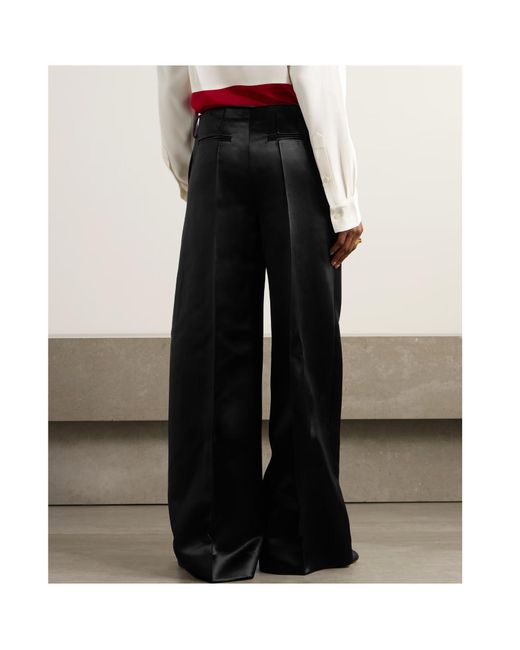 Peter Do Black Satin Raised-Seam Straight Trousers