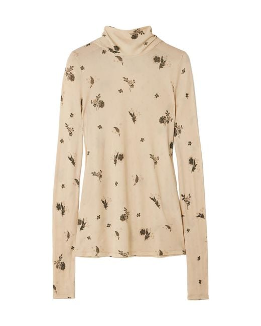 Totême  Natural Tie-Detailed Draped Floral-Print Jersey Top