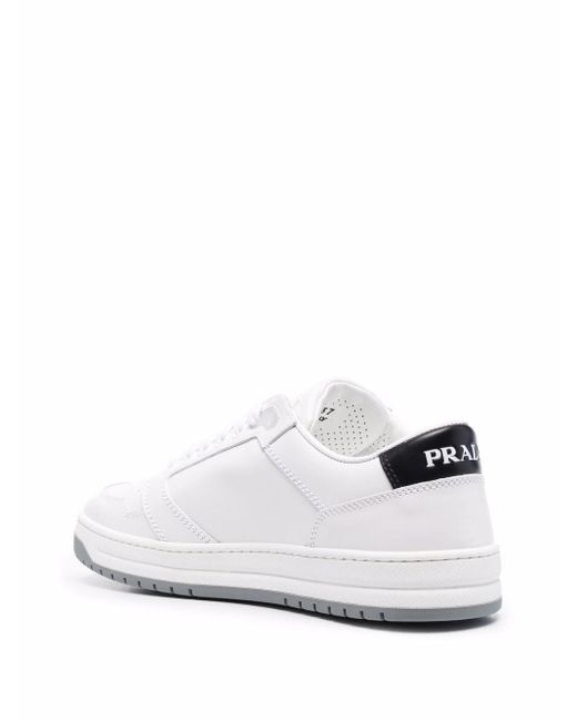 Prada White Action Triangle Logo-Plaque Low-Top Sneakers