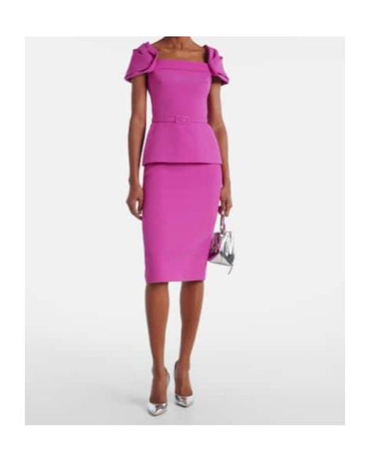 Safiyaa Purple Belted Peplum Midi Dress
