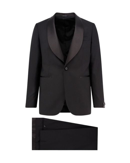 Tagliatore Black Wool Suit for men