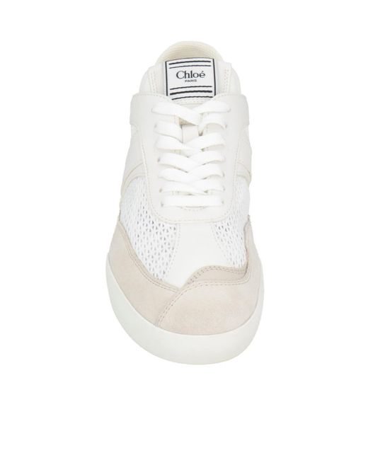Chloé White Lace-Up Logo Sneakers