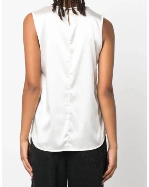 Peserico White Punto Luce-Detail Satin Top