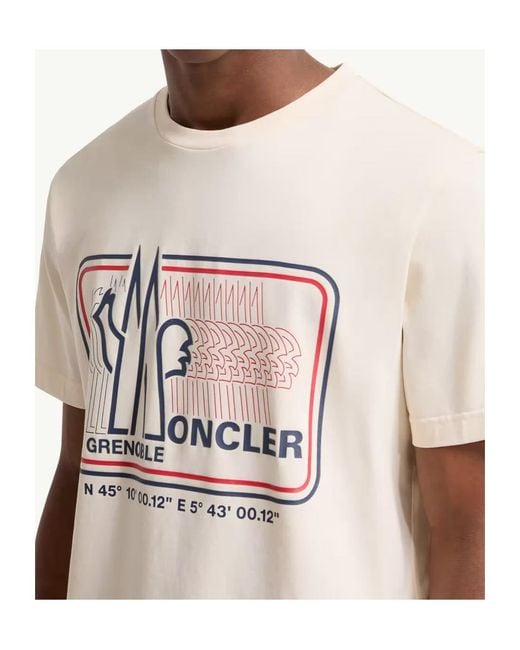 Moncler Natural Grenoble Logo Printed Crewneck T-Shirt for men