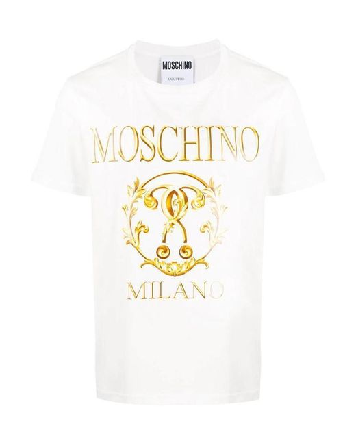 Moschino White Logo Printed T-Shirt for men