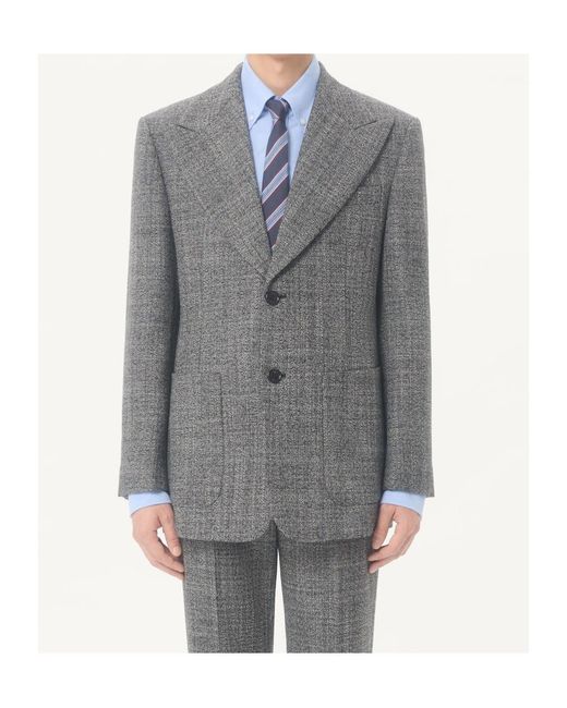 Valentino Gray Single-Breasted Mouliné Wool Jacket for men
