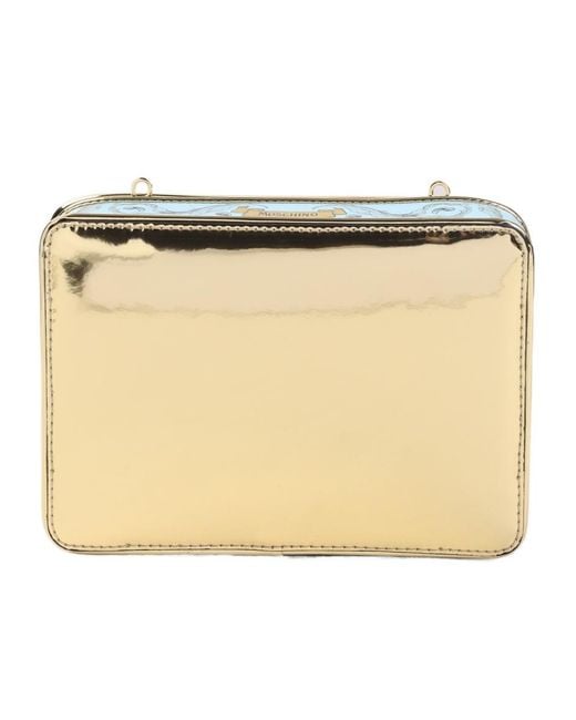 Moschino Blue Logo-Embossed Chain-Link Clutch Bag