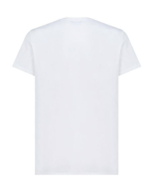 Balmain White Logo Embroidered Crewneck T-Shirt for men