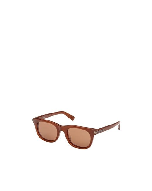 Zegna Pink Rectangular Frame Sunglasses for men