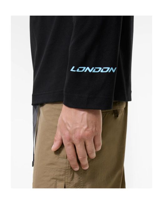 Burberry Black Long-Sleeve London Map Cotton T-Shirt for men