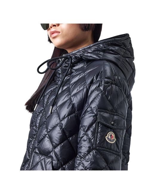 Moncler Blue Diamond-Quilted Hooded Puffer Jacket