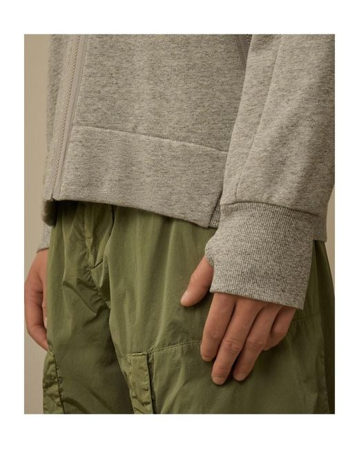 C P Company Gray Lens-Detail Zip-Up Hoodie for men