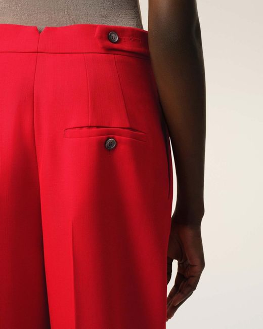 AMI Red High-Waist Wide-Leg Trousers