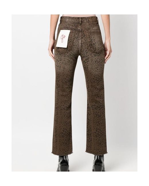 Golden Goose Deluxe Brand Gray Leopard Printed Flared Jeans
