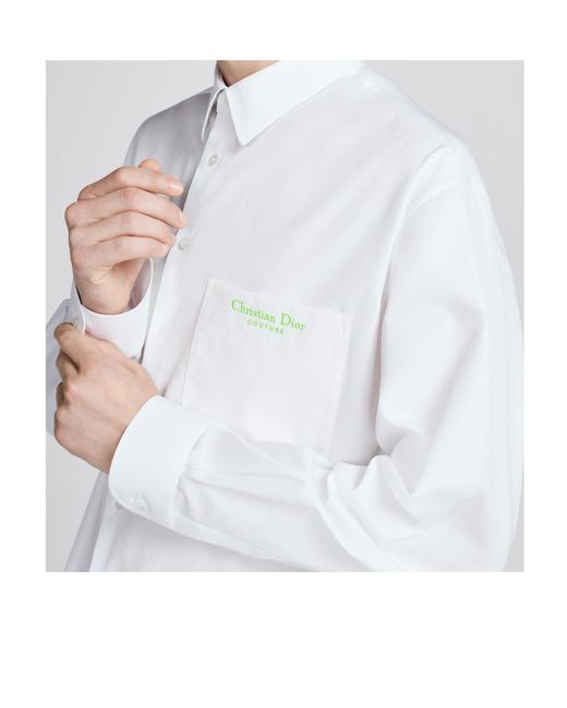 Dior White Homme Buttoned Long-Sleeved Poplin Shirt for men