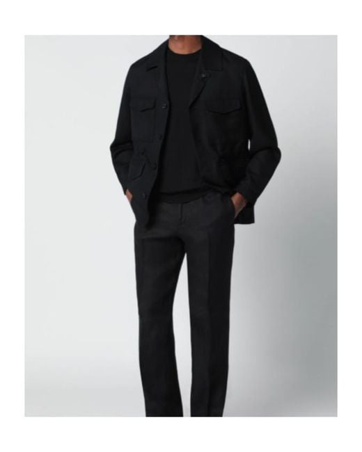 Lardini Black Utility Pocket Coat for men