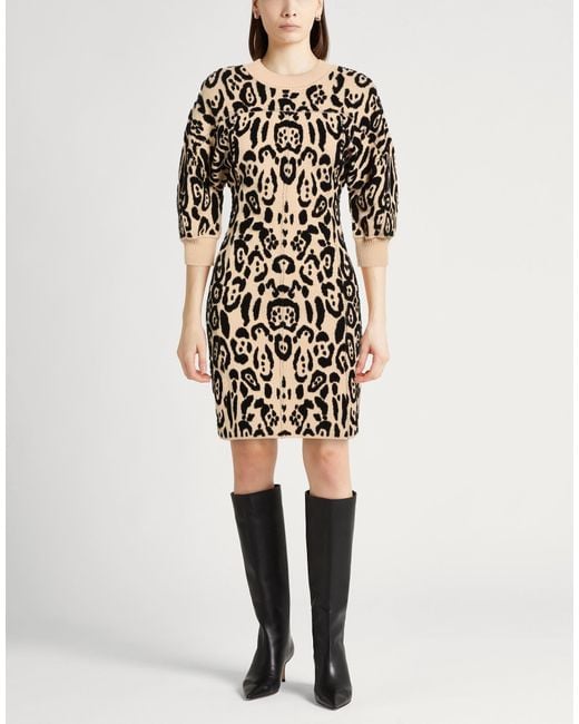 Sportmax Black Leopard Print Short-Sleeve Dress