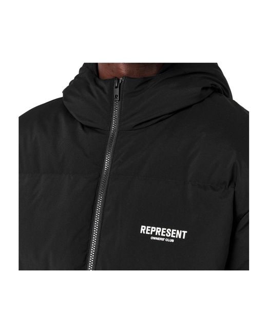 Represent Black Solid Color Down Jacket for men