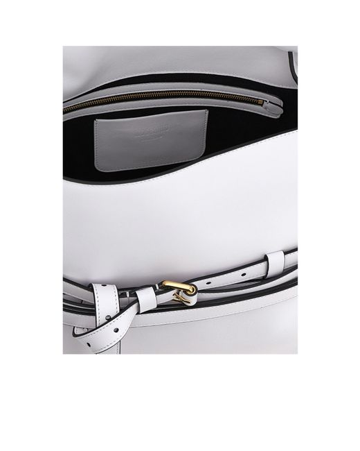 Moschino White Logo Embossed Shoulder Bag