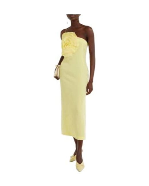 Blumarine Yellow Floral Embroidered Midi Dress