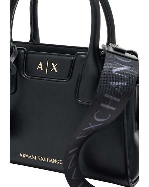 ARMANI EXCHANGE Black Logo-Plaque Tote Bag
