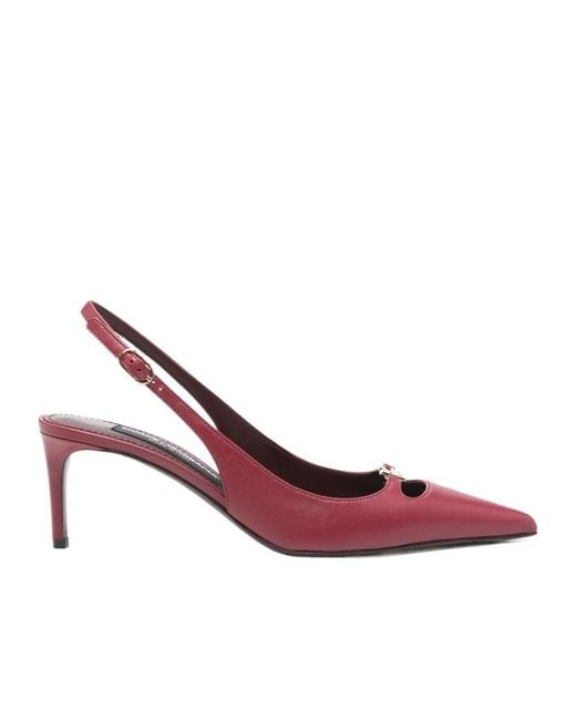Dolce & Gabbana Pink Lollo Logo Plaque Slingback Pumps