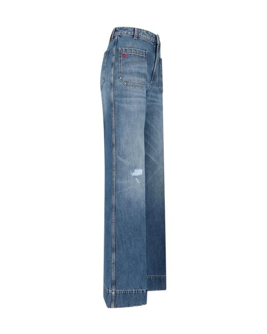 Victoria Beckham Blue Distressed Regular Fit Jeans
