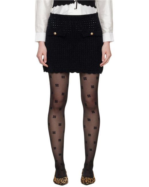 Ganni Black Crochet Mini Skirt
