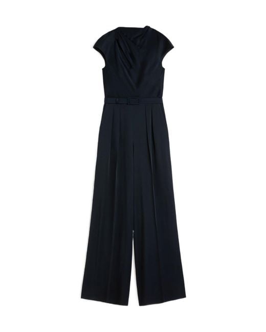 Max Mara Blue Studio Vespa Envers Satin Jumpsuit
