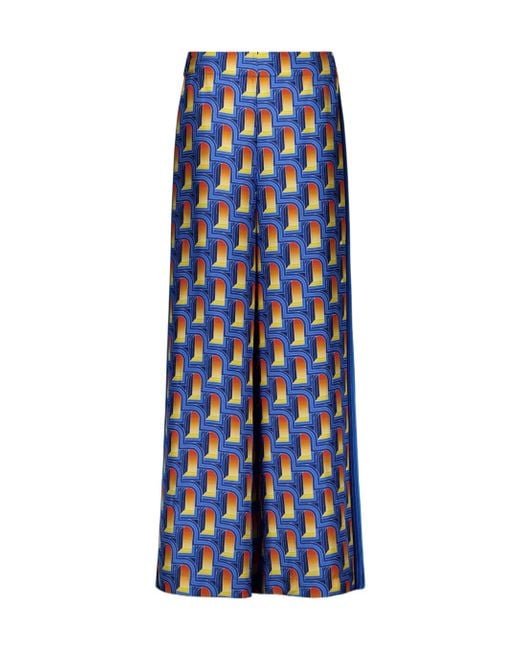 Casablanca Blue L'Arche De Nuit Printed Wide Leg Trousers