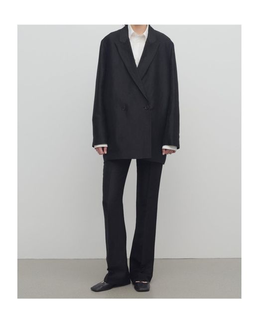 The Row Black Ali Linen Trousers