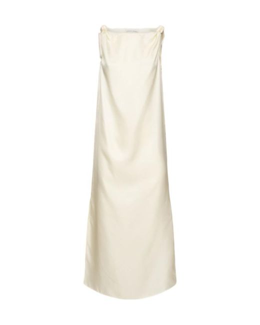 Loulou de Saison White Moun Sleeveless Draped Silk Midi Dress