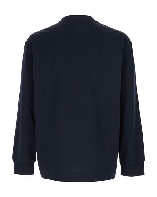 Emporio Armani Blue Logo Embroidered Crewneck Sweatshirt for men
