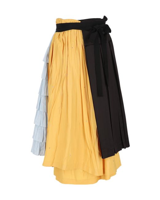Prada Yellow Pleated Midi Skirt
