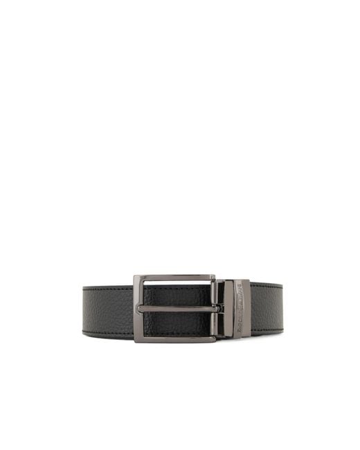 Emporio Armani White Reversible Logo Engraved Buckle Belt for men