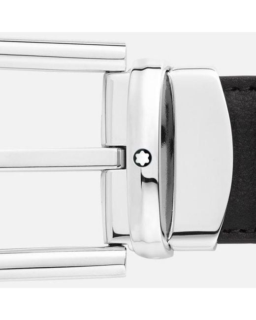 Montblanc Blue Reversible Horseshoe Buckle Belt for men