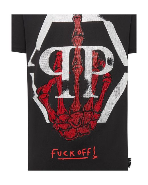 Philipp Plein Black Logo Details T-Shirt for men