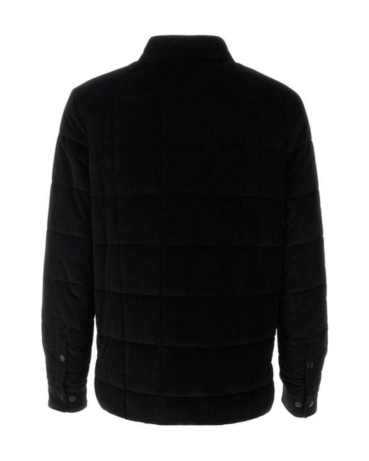 Dolce & Gabbana Black Logo Patch Padded Corduroy Jacket for men