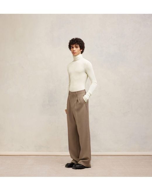 AMI White Semi-Sheer Roll-Neck Ribbed-Knit Jumper for men
