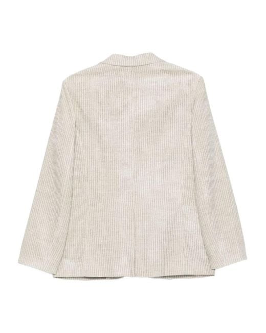 Alysi Natural Single-Breasted Velvet Blazer