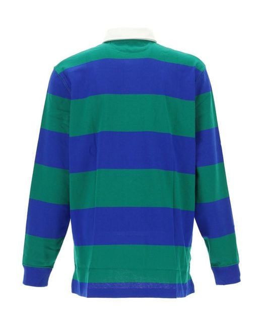 Polo Ralph Lauren Green Striped Logo-Embroidered Rugby Shirt for men
