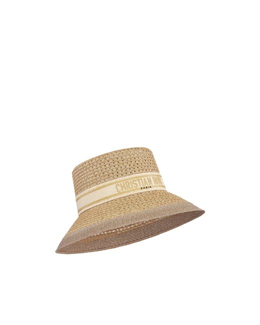 Dior Natural Logo Band Wide-Brim Hat